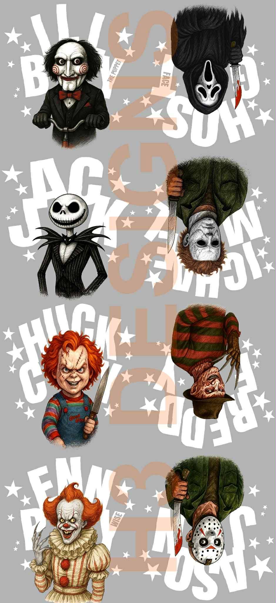 Halloween Characters PRE-THEMED DTF GANG SHEET