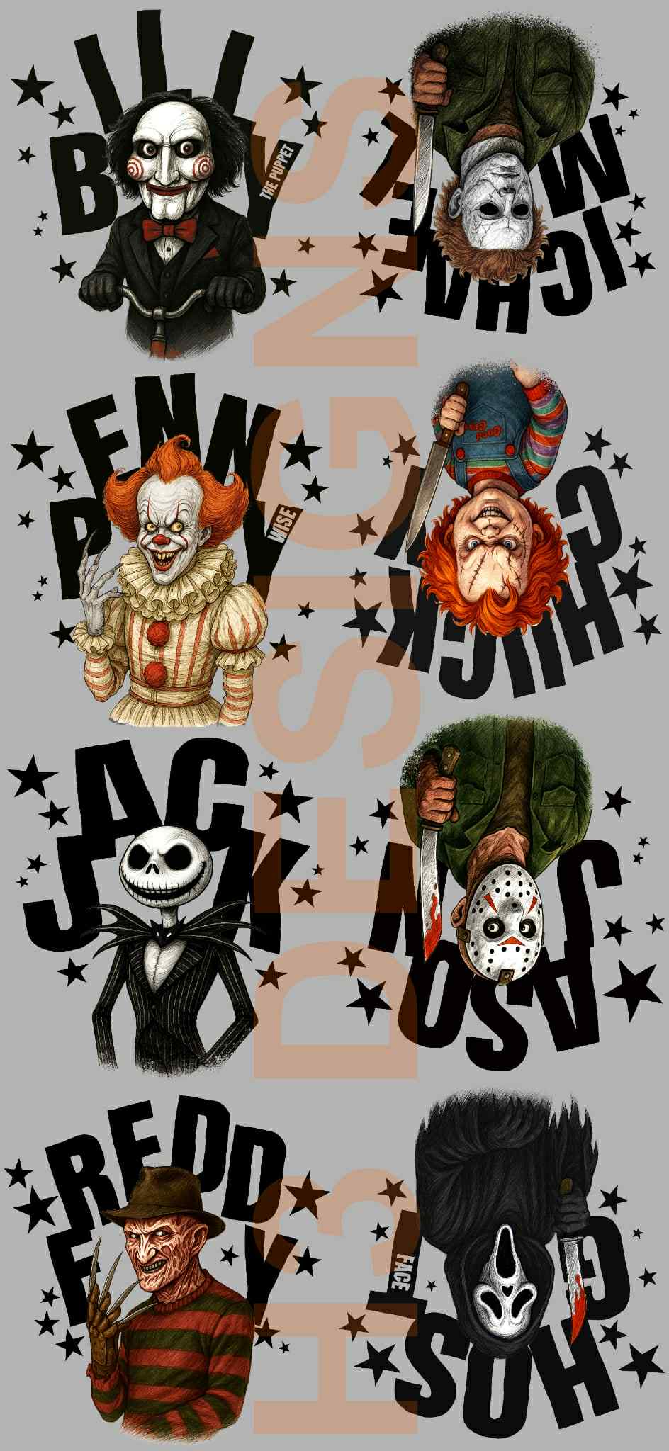 Halloween Characters PRE-THEMED DTF GANG SHEET