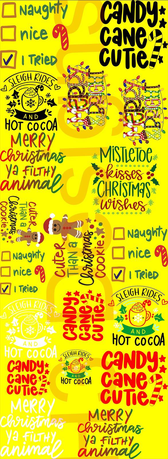 YOUTH Christmas Themed DTF Gang Sheet