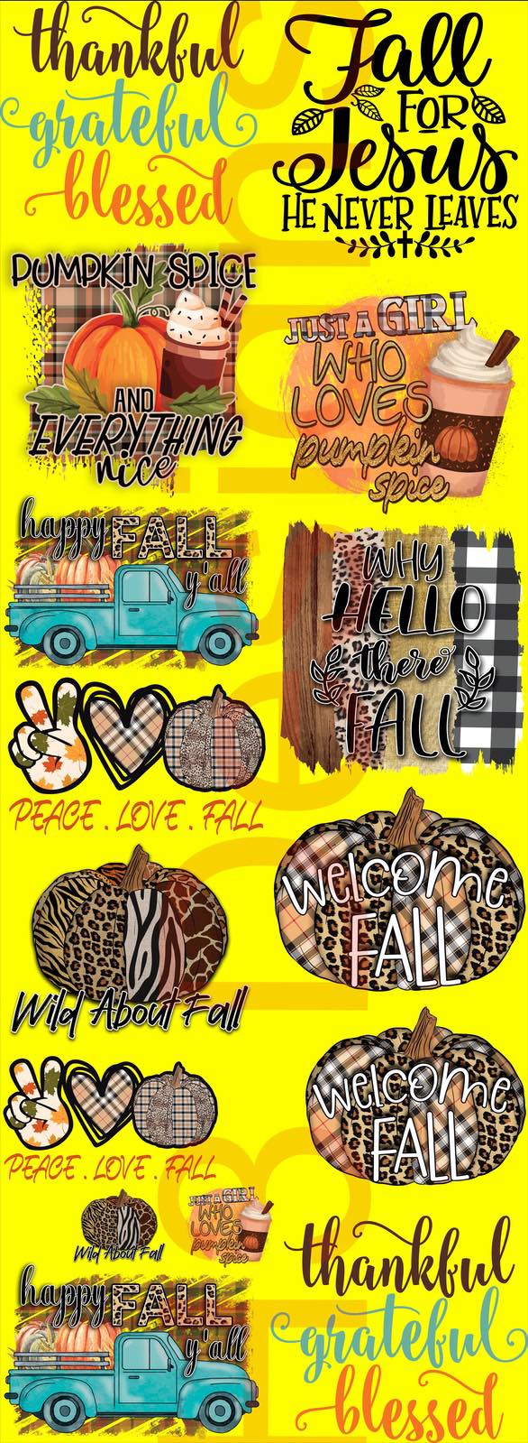 Fall Mixed Designs Themed DTF Gang Sheet