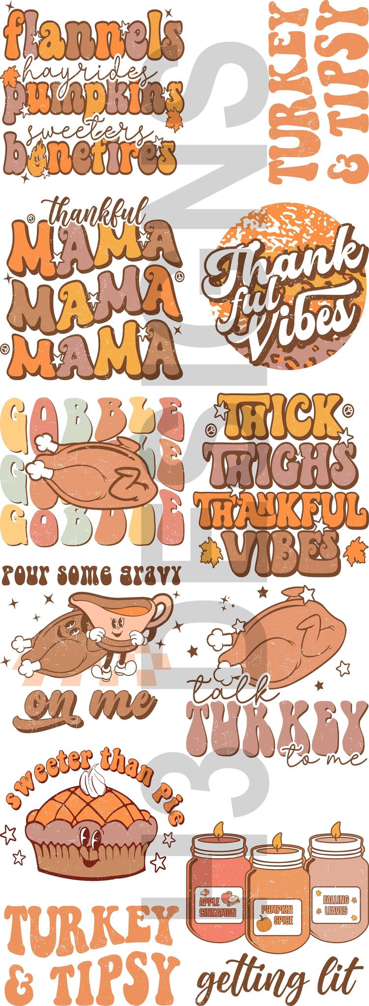 Thanksgiving 1 Themed DTF Gang Sheet