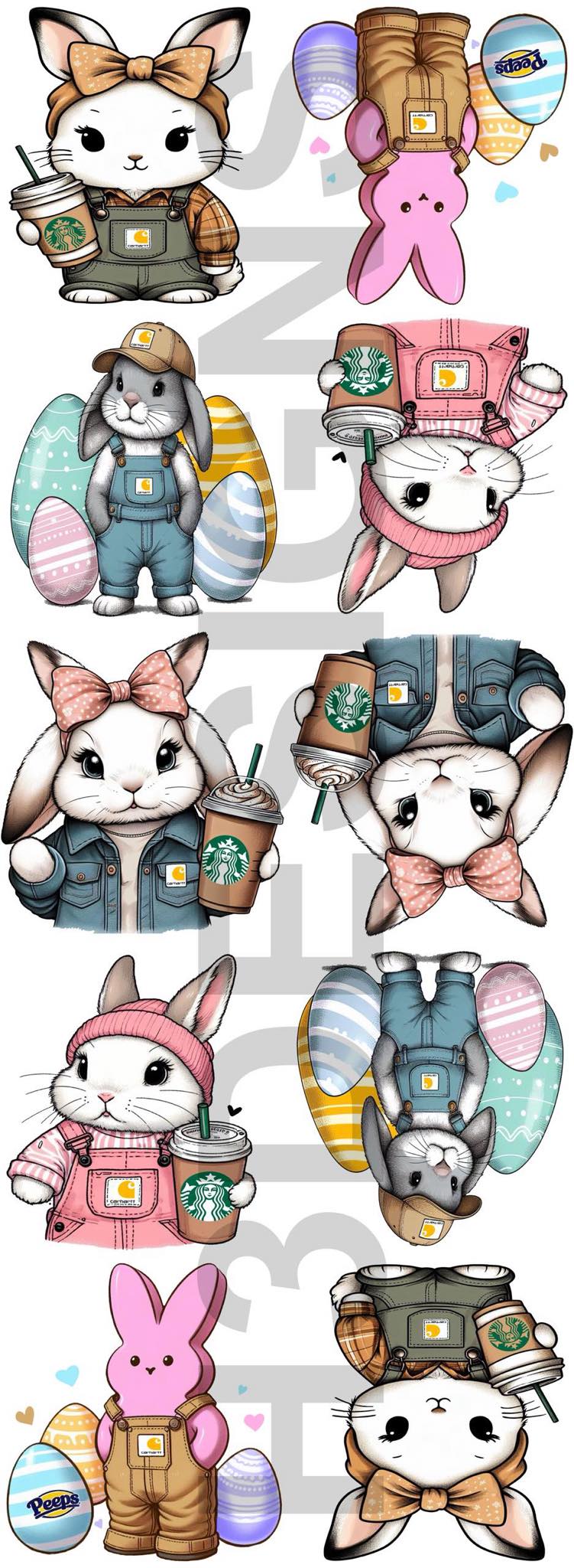 ADULT Carhartt Bunny Easter Themed DTF Gang Sheet