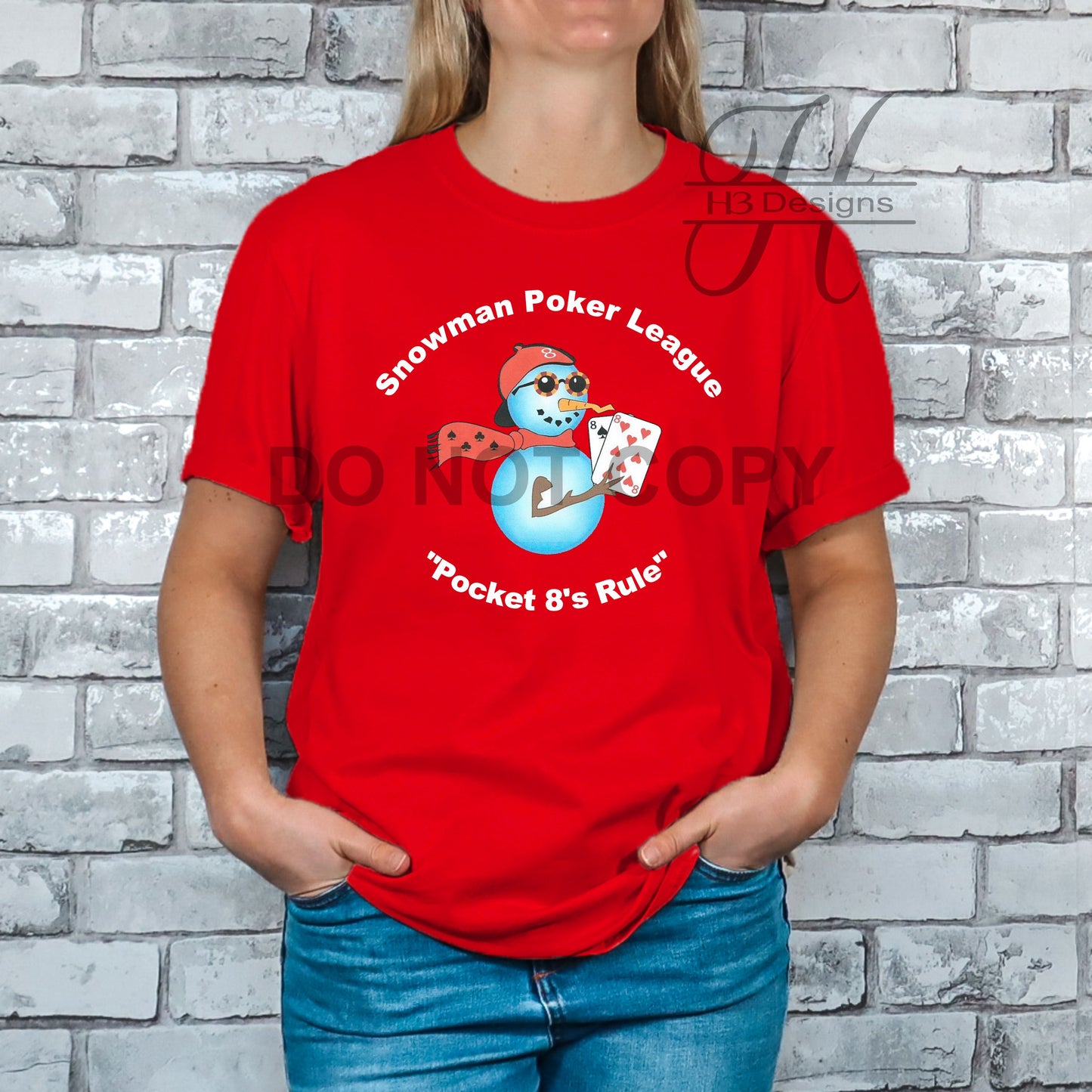 Snowman Poker Full Front Print T's