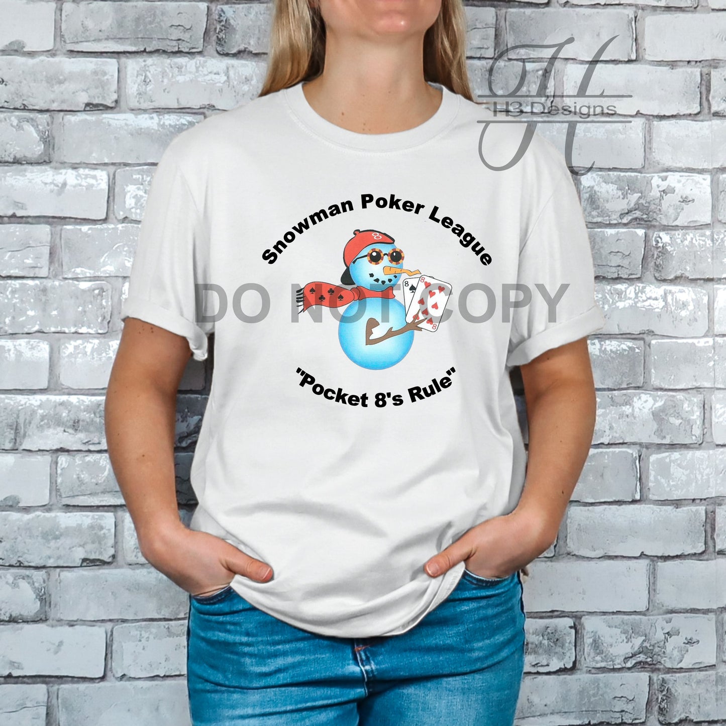 Snowman Poker Full Front Print T's