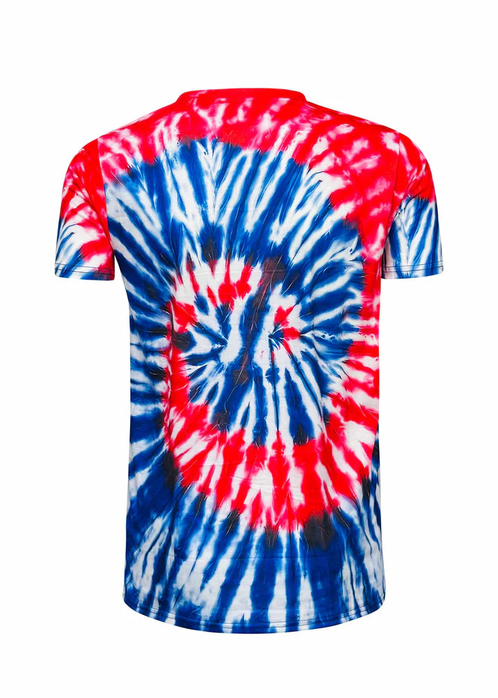 4TH OF JULY TIE DYE FAUX BLEACHED TEE