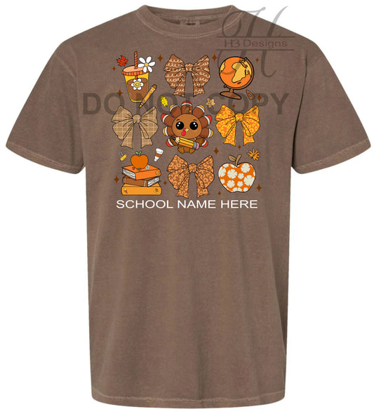 Fall School Name with Bows