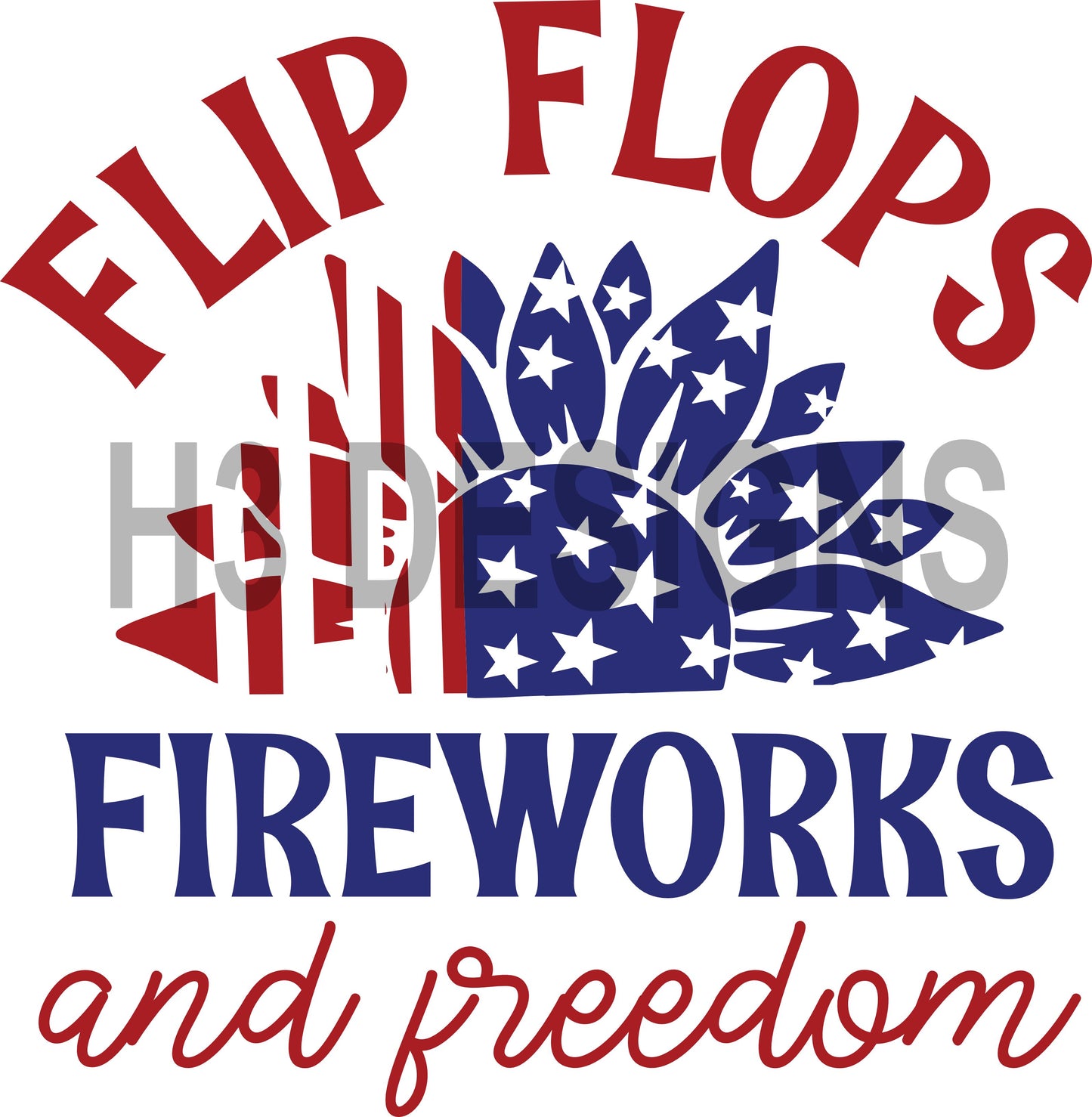 Flip Flops Fireworks and Freedom DTF Transfer