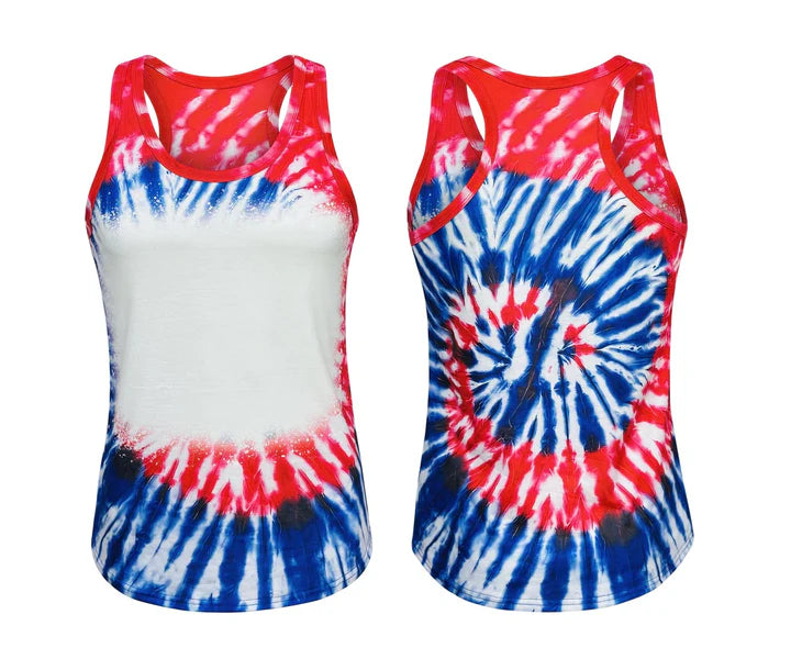 4TH OF JULY TIE DYE FAUX BLEACHED TANK