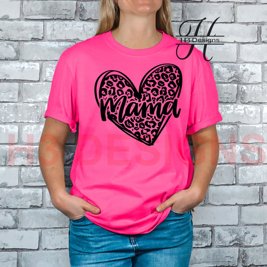 Heart Leopard Mama Tee