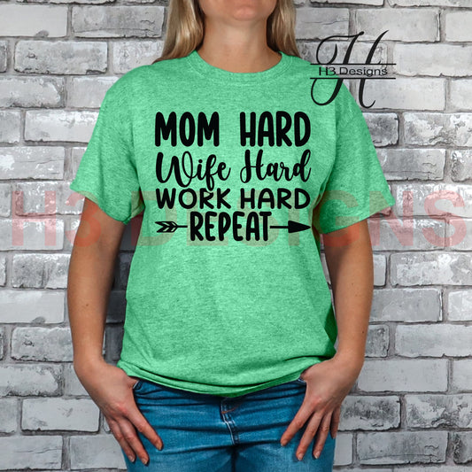 Mom Wife Work Repeat Tee